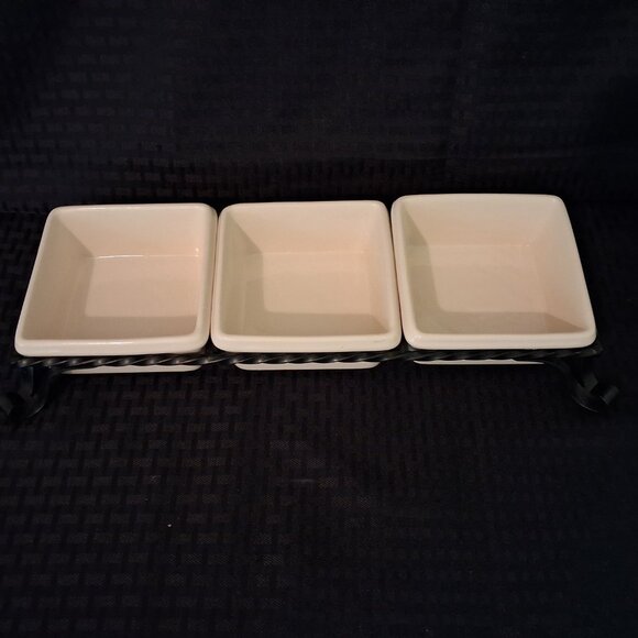 Southern Living at Home Galveston Server Tray Iron Caddy With 3 Removable Dishes - Picture 2 of 7